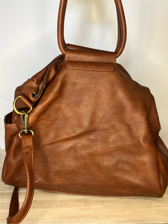 Antik Kraft Handbags - Antik Kraft Cognac Vegan Leather Top-Handle Shoulder Bag